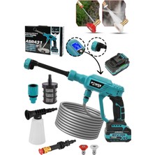 Power Black 21V Yüksek Basınçlı Kömürsüz Motor Akülü Oto Araba Yıkama Makinesi Şarjlı