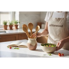 Kayın Ağacı Üçlü Tahta Kaşık Seti | 1 Adet 30 cm + 2 Adet 24 cm El Yapımı Doğal