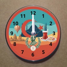 Bsb Türkiye Temalı Magnet Saat Buzdolabı Süsü Duvar Saati 10,5cm MS1072