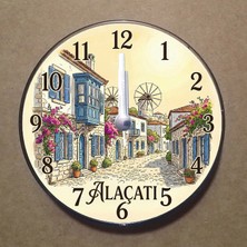 Bsb Alaçatı Temalı Magnet Saat Buzdolabı Süsü Duvar Saati 10,5cm MS2005