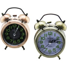 Go İthalat Küçük Masa Çalar Saat Pilli Fosforlu Rakamlar Çap: 7.3cm (5468)