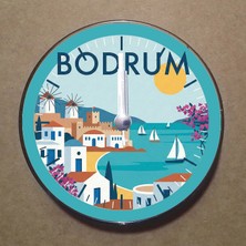 Bsb Bodrum Temalı Magnet Saat Buzdolabı Süsü Duvar Saati 10,5cm MS2016