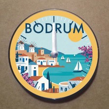 Bsb Bodrum Temalı Magnet Saat Buzdolabı Süsü Duvar Saati 10,5cm MS2015