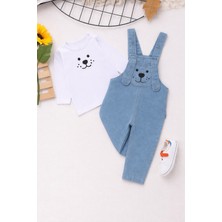 Baby Buu Ayıcıklı Kot Salopet Bebek Takımı Uzun Kollu 2 Parça