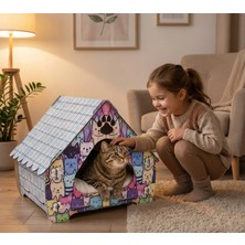 Bsb Ahşap Dekoratif Kedi Evi Kedi Kulübesi Evcil Hayvan Kulübesi KEV201