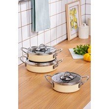 Karaca Ateş Emaye 6 Parça Omlet Sahan Set Krem