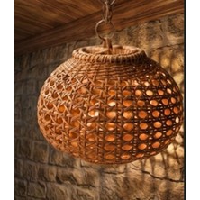 Doğal Hazeran Avize - El Yapımı Rattan Sarkıt Lamba - Bohem Bambu Avize Salon & Mutfak Aydınlatma