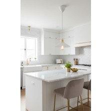 Decodelight Beyaz Gold Endüstriyel Metal Pileli Model 25 cm Hol Mutfak Tekli Sarkıt Avize Aydınlatma