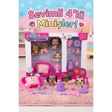 Craftivio Sevimli 4'lü Miniş Köpekler ve Bakım Oyun Seti - Veteriner ve Parti Temalı Aksesuarlı Oyuncak