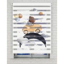 BRIGHTCOVER Sevimli Ayıcık Baskılı Zebra Perde - Gece Gündüz - Bebek Odası Perdesi, Erkek Çocuk Odası Perdesi | Kokusuz Mürekkeple Basılmış  Zebra Perdeler ile Sende Tarzını Yansıt! | 1 Dakikada Pratik Montaj