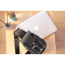 Yks-R Unisex Hakiki Dana Derisi Body Bag Omuz Çantası Siyah