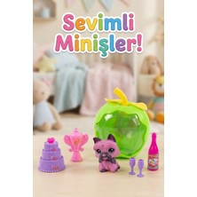 Craftivio Sevimli Miniş Figür Oyun Seti - Elma Evli, Pastalı ve Aksesuarlı Köpek Oyuncak