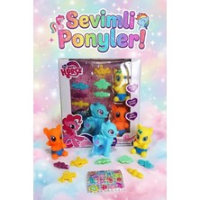 Craftivio Sevimli Pony At Ailesi ve Aksesuar Seti - Tokalı Stickerlı 3'lü Figür Oyuncak