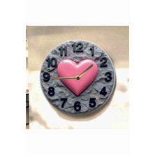 AA Shop Kalp Sevgili Renkli Baskı Desenli Sayılı Hediyelik Ahşap Sessiz Tablo Duvar Saati 689