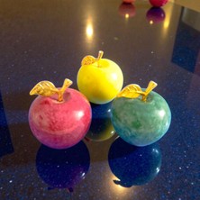 Ecay Mermer Ürünleri Doğal Onxy Mermer Elma Seti 3'lü