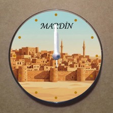 Bsb Mardin Temalı Magnet Saat Buzdolabı Süsü Duvar Saati 10,5cm MS1054