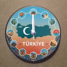 Bsb Türkiye Temalı Magnet Saat Buzdolabı Süsü Duvar Saati 10,5cm MS1071