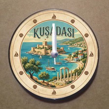 Bsb Kuşadası Temalı Magnet Saat Buzdolabı Süsü Duvar Saati 10,5cm MS2029