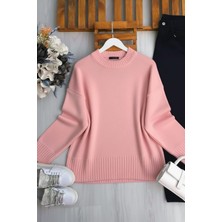 Zerogaprise Kadın Bisiklet Yaka Oversize Şardonlu Triko Kazak