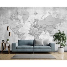 Sıvalı Duvarda Dünya Haritası Poster Duvar Kağıdı