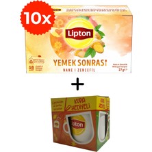 Lipton Yemek Sonrası Nane ve Zencefil Bitki Çayı Karışımı 18LI x 10 Adet + Hediye Lipton Kupa