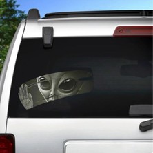 Sticker Usta Camdan Bakan Uzaylı Sticker - Araba Oto Cam Motosiklet Sticker - 03002