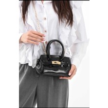 Özüm Takı Çanta Kadın Küçük Boy Zincir Askı El ve Omuz Kol Çanta Siyah