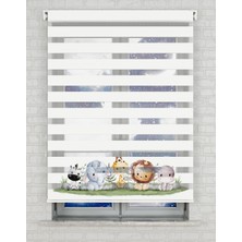 BRIGHTCOVER Sevimli Hayvanlar Baskılı Zebra Perde - Gece Gündüz - Bebek Odası Perdesi | Kokusuz Mürekkeple Basılmış  Zebra Perdeler ile Sende Tarzını Yansıt! | 1 Dakikada Pratik Montaj