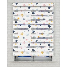 BRIGHTCOVER Renkli Yıldızlar Baskılı Zebra Perde - Gece Gündüz - Bebek Odası Perdesi, Erkek Çocuk Odası Perdesi | Kokusuz Mürekkeple Basılmış  Zebra Perdeler ile Sende Tarzını Yansıt! | 1 Dakikada Pratik Montaj