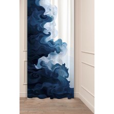Greendecor Deniz Dalga Okyanus Desenli Dijital Baskılı Fon Perde (Tek Kanat) Renkli Modern Bohem Fon Perde