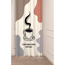 Greendecor Coffe Time Espresso Latte Kahve Zamanı Bohem Desenli Özel Tasarım Dijital Baskılı Şık Tarz Fon Perde