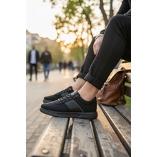 Enoch Erkek Siyah Keten Spor ve Günlük Ayakkabı Tam Ortopedik Tabanlı Siyah Kanvas Dokulu ve Logolu Model