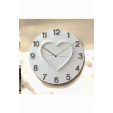 AA Shop Kalp Sevgili Renkli Baskı Desenli Sayılı Hediyelik Ahşap Sessiz Tablo Duvar Saati 685