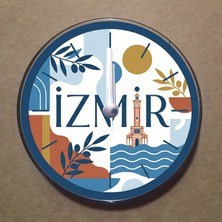 Bsb Izmir Temalı Magnet Saat Buzdolabı Süsü Duvar Saati 10,5cm MS1043