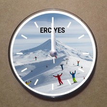 Bsb Erciyes Temalı Magnet Saat Buzdolabı Süsü Duvar Saati 10,5cm MS2019
