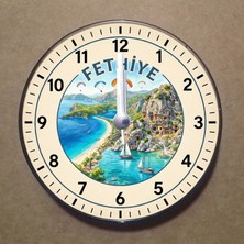 Bsb Fethiye Temalı Magnet Saat Buzdolabı Süsü Duvar Saati 10,5cm MS2020