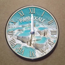 Bsb Pamukkale Temalı Magnet Saat Buzdolabı Süsü Duvar Saati 10,5cm MS2039