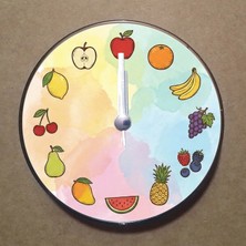 Bsb Meyveler Temalı Magnet Saat Buzdolabı Süsü Duvar Saati 10,5cm MS9012