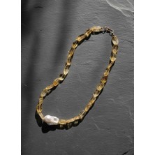 CAPO By Aytaç Yamaç Sitrin Doğal Taş & Barok Inci Detaylı Kolye | Minimal Lüks Kadın Kolye | Zamansız Şıklık