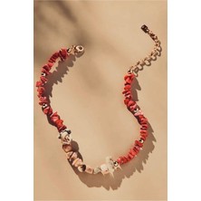 CAPO By Aytaç Yamaç Kırmızı Mercan ve Pembe Opal Doğal Taşlı Kadın Kolye