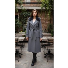 Esin Giyim Aurora Kürk Yakalı Kaşe Kaban