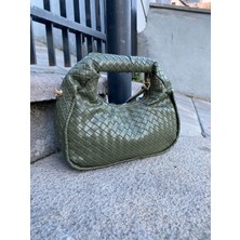 Kadın Mini Clutch Örgülü El ve Omuz Çantası