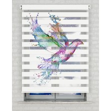 BRIGHTCOVER Renkli Sulu Kuş Baskılı Zebra Perde - Gece Gündüz Kullanıma Uygundur - Mutfak Perdesi | Kokusuz Mürekkeple Basılmış  Zebra Perdeler ile Sende Tarzını Yansıt! | 1 Dakikada Pratik Montaj