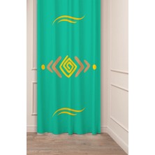 Greendecor Geometrik Çizgi Şekiller Özel Tasarım Desenli Dijital Baskılı (Tek Kanat) Modern Şık Fon Perde