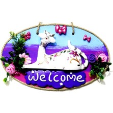 Homevia Kedi Figürlü Welcome Yazılı El Yapımı Kapı Süsü