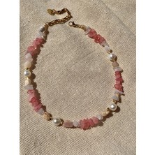 CAPO By Aytaç Yamaç Inci Pembe Opal Pembe Kuvars Gül Kuvars Choker Kolye