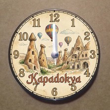 Bsb Kapadokya Temalı Magnet Saat Buzdolabı Süsü Duvar Saati 10,5cm MS2026