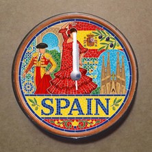 Bsb Ispanya Temalı Magnet Saat Buzdolabı Süsü Duvar Saati 10,5cm MS3003