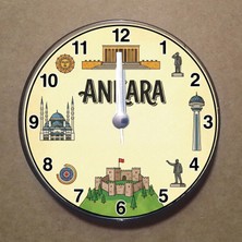 Bsb Ankara Temalı Magnet Saat Buzdolabı Süsü Duvar Saati 10,5cm MS1005