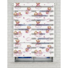 BRIGHTCOVER Pembe Bulutlar ve Ayıcık Baskılı Zebra Perde - Gece Gündüz - Bebek Odası Perdesi | Kokusuz Mürekkeple Basılmış  Zebra Perdeler ile Sende Tarzını Yansıt! | 1 Dakikada Pratik Montaj